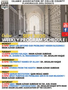 Sept -2020 weekly program schedule