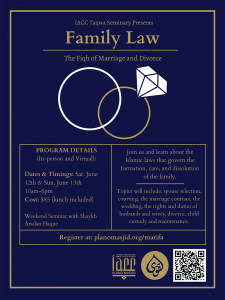 Family Law - The Fiqh of Marriage and Divorce