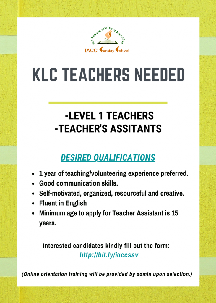 KLC Teachers Needed