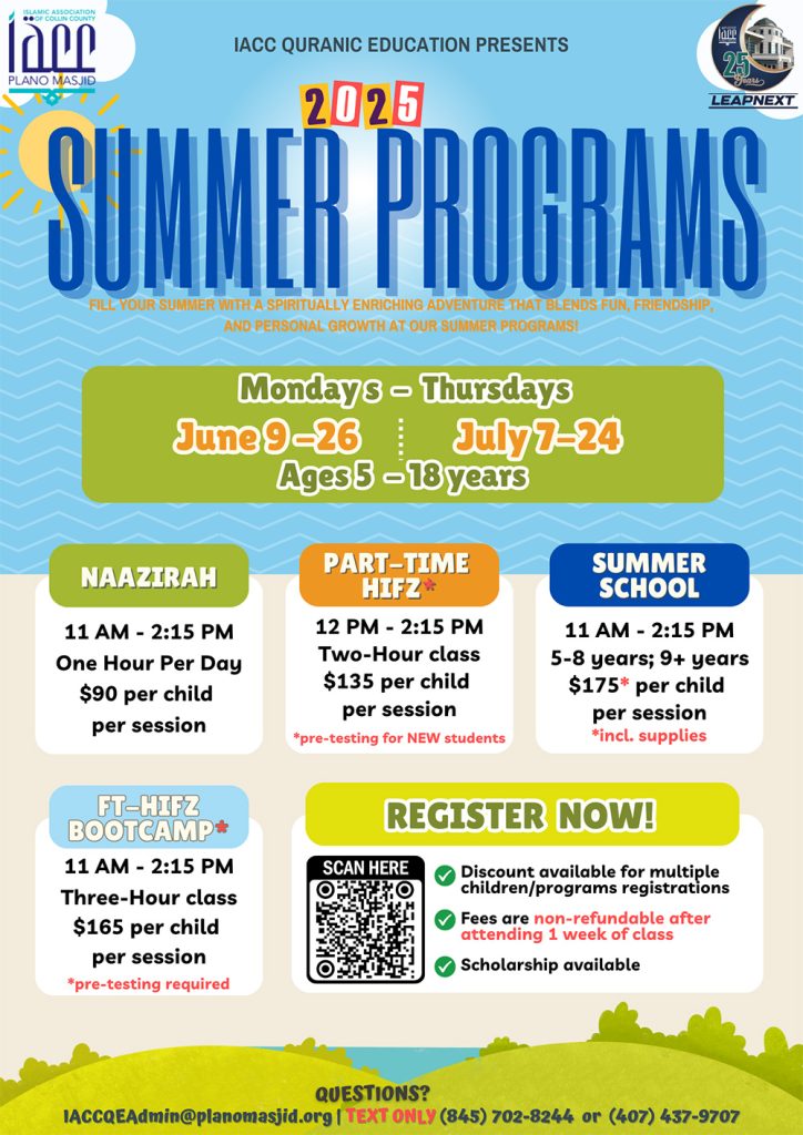 IACC Quranic Education Presents-Summer Programs 2025