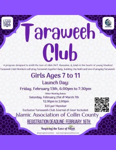taraweeh club- girls ages 7 to 11