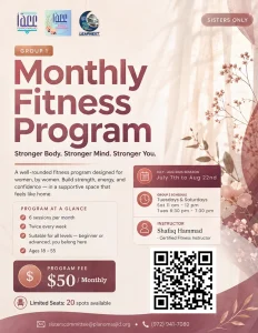 monthly fitness program: July-August session