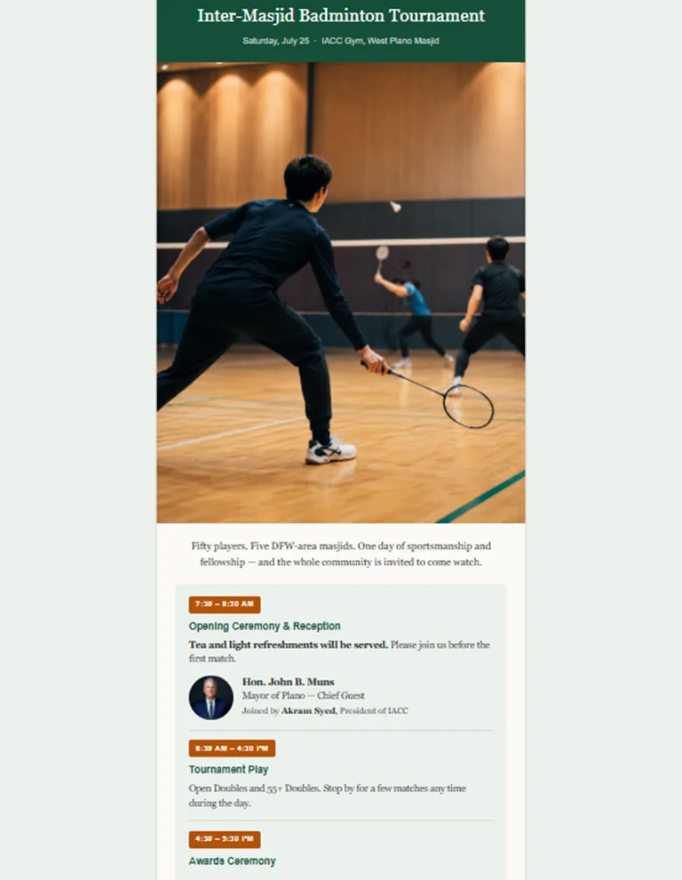 inter masjid badminton tournament