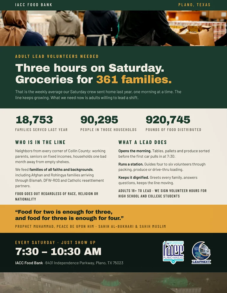 three hours on saturday groceries for 361 families